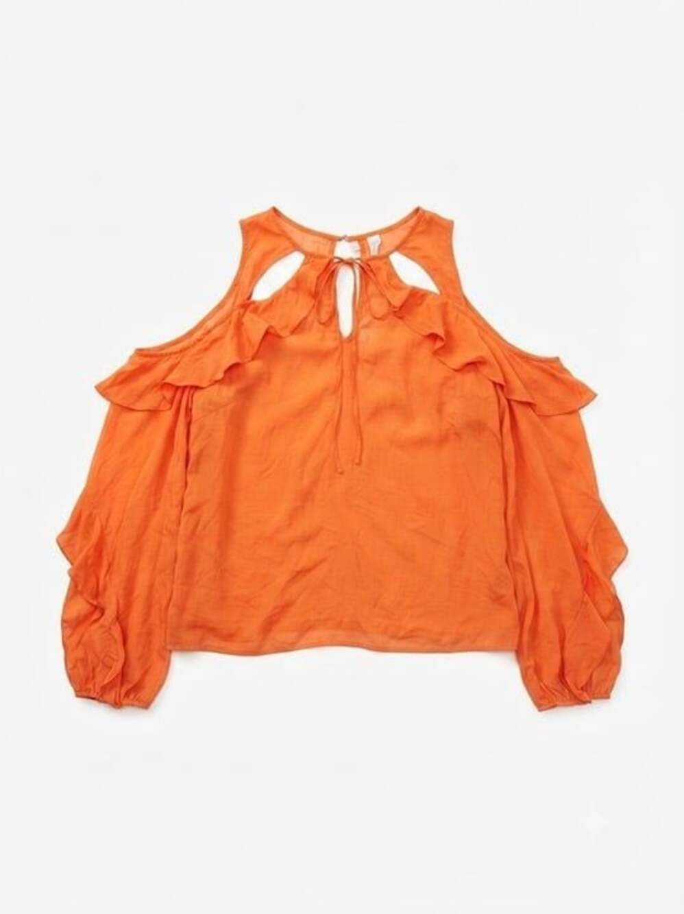 Jennifer Lopez cold shoulder ruffle sleeve top